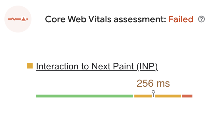 Screenshot of Remote Rocketship's INP score after 28 days of implementing Jacob's recommendations